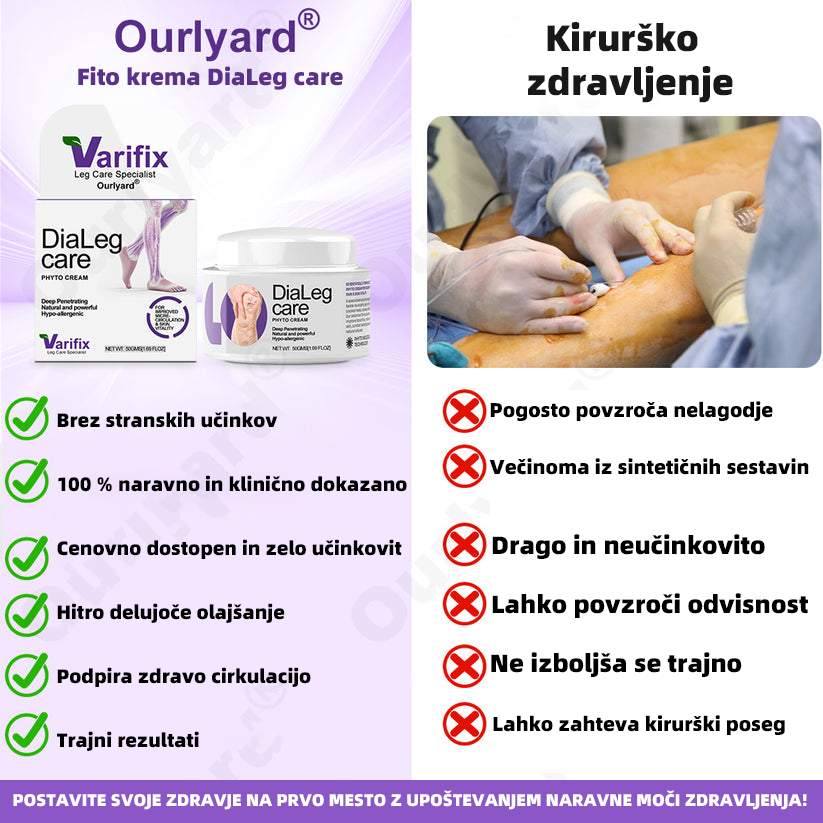 🏆✅ Odobreno s strani NHS – Ourlyard® DiaLeg Care Phyto krema – pomaga pri krčnih žilah, otekanju, krčih in bolečinah v nogah