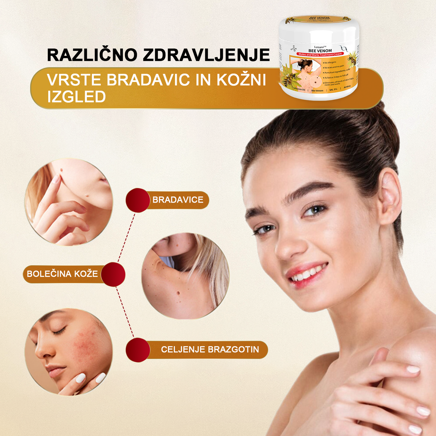 🐝 Krema Lenaro™ za zdravljenje madežev in bradavic 💎💎💎Primerna za vse starostne kategorije🐝