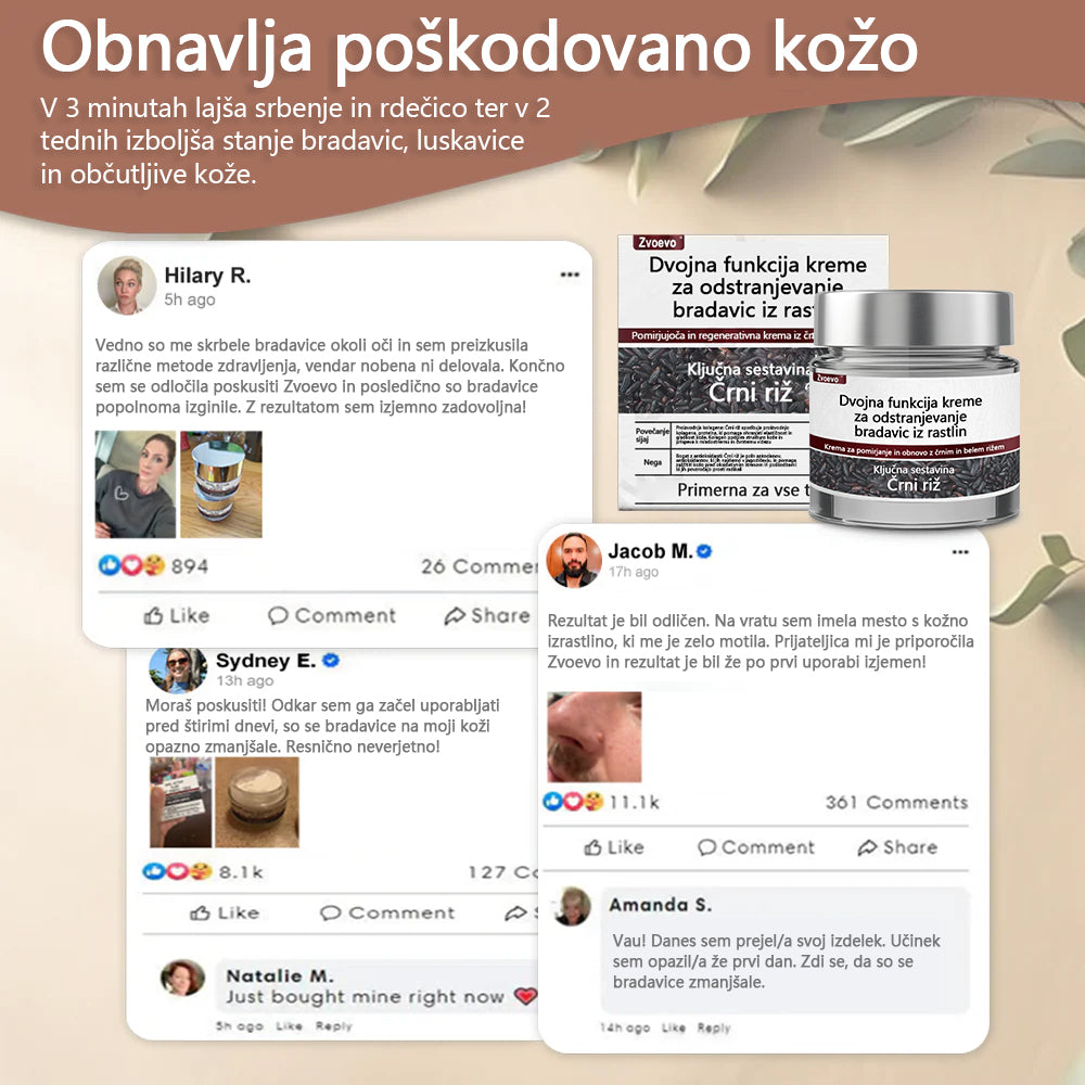 Zvoevo® Black Rice Skin Repair Essence Cream ⚕️ Certificirano pri EU (Odstranjuje bradavice in kožne izrastke, lajša luskavico, izboljšuje kopičenje keratina in folikularno keratinizacijo, posvetli pigmentacijo, sončne pege in starostne pege)