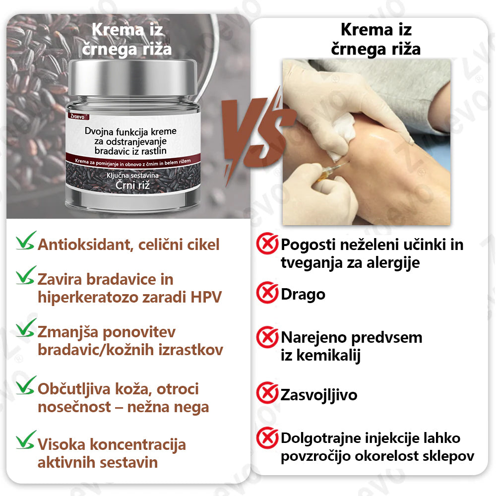 Zvoevo® Black Rice Skin Repair Essence Cream ⚕️ Certificirano pri EU (Odstranjuje bradavice in kožne izrastke, lajša luskavico, izboljšuje kopičenje keratina in folikularno keratinizacijo, posvetli pigmentacijo, sončne pege in starostne pege)