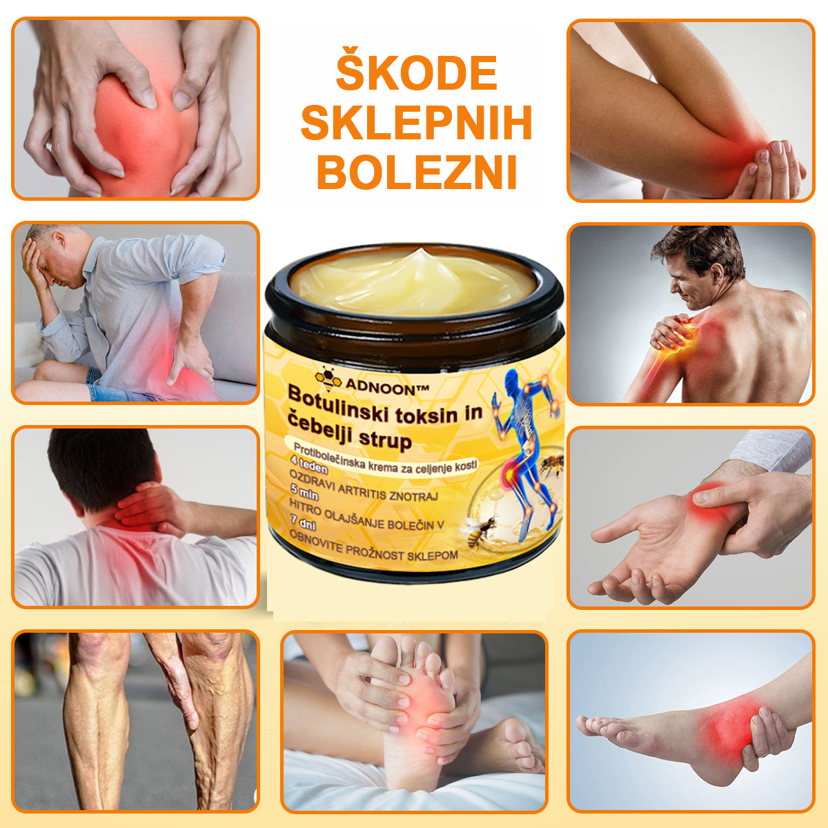 ADNOON™ Krema za lajšanje bolečin in celjenje kosti z botulin toksinom in čebeljim strupom