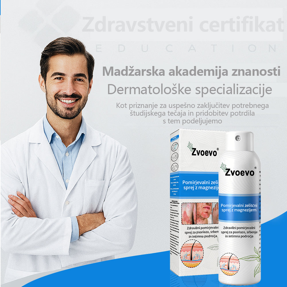 ✅ Uradna trgovina: Zvoevo® Magnezijev zeliščni sprej za luskavico ⚕️ EMA certificirano (lajša luskavico in ekcem, izboljšuje bakterijske okužbe na genitalnem področju, zdravi akne in bradavice, lajša bolečine v sklepih in nevropatske bolečine)