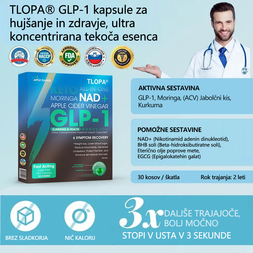 TLOPA® GLP-1 Slimming & Health Ultra Concentrated Essence Liquid Pearls - NAD+ Moringa & ACV (✅speedy, long-lasting, addressing diabetes, obesity, and cardiovascular diseases)