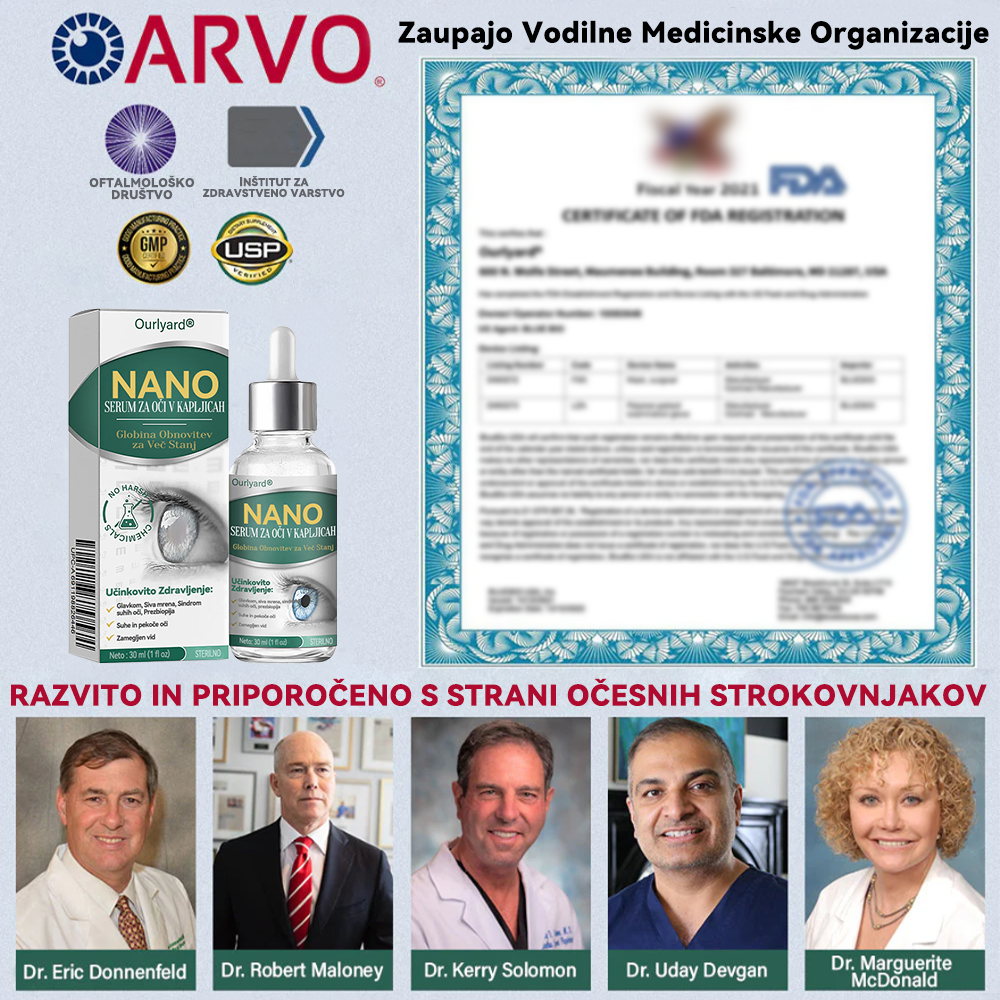 👩⚕️Ourlyard® Nano kapljice za oči ✅Odobreno s strani EMA (primerno za daljnovidnost, sindrom suhega očesa, glavkom in sivo mreno) ☘️