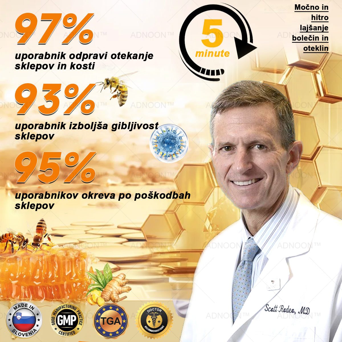 ADNOON™ Krema za lajšanje bolečin in celjenje kosti z botulin toksinom in čebeljim strupom