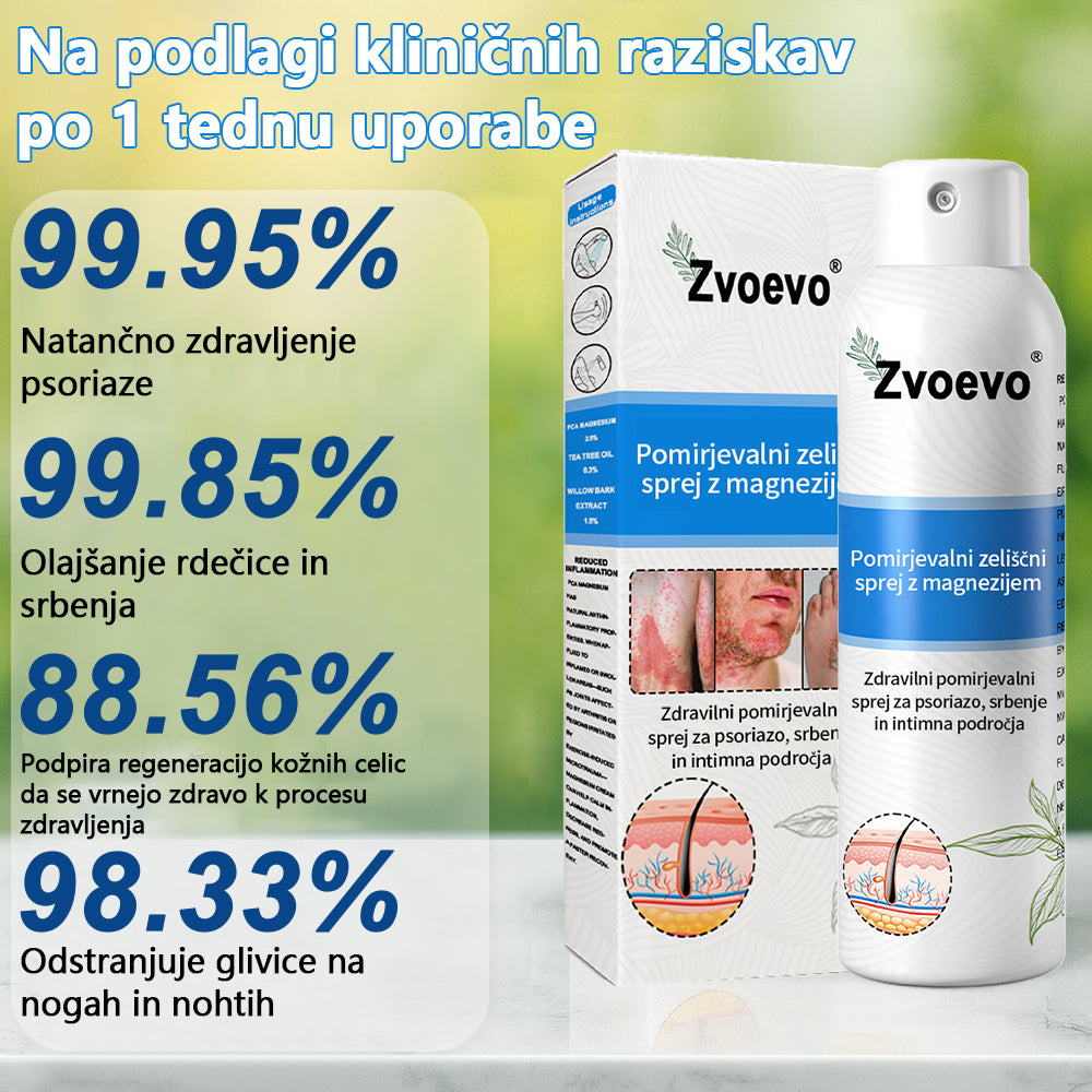 ✅ Uradna trgovina: Zvoevo® Magnezijev zeliščni sprej za luskavico ⚕️ EMA certificirano (lajša luskavico in ekcem, izboljšuje bakterijske okužbe na genitalnem področju, zdravi akne in bradavice, lajša bolečine v sklepih in nevropatske bolečine)