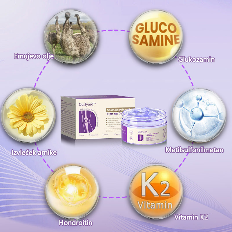 Ourlyard™ Masažni gel za lajšanje bolečin pri artritisu s kurkumo in emujevim oljem 💎 (zmanjšuje otekanje sklepov, bolečino, okorelost, rdečico, toploto, bolečino in utrujenost sklepov) 🦴