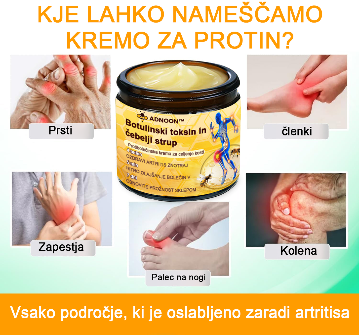 ADNOON™ Krema za lajšanje bolečin in celjenje kosti z botulin toksinom in čebeljim strupom