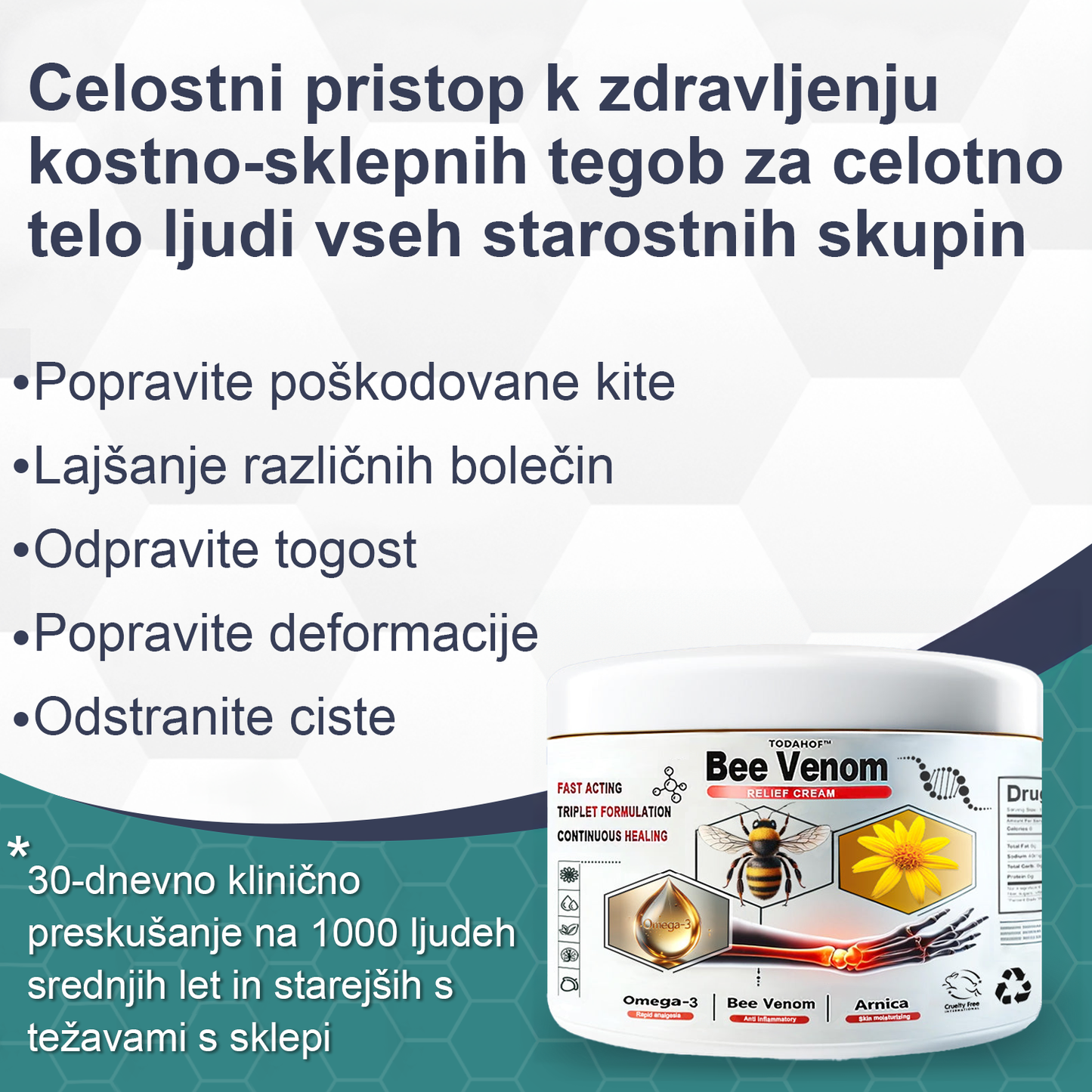 🌈🌈𝐓𝐎𝐃𝐀𝐇𝐎𝐅™ Krema za lajšanje bolečin in celjenje kosti s čebeljim strupom🔥Primerno za vse starosti💎 Časovno omejeno 60 % popusta💎