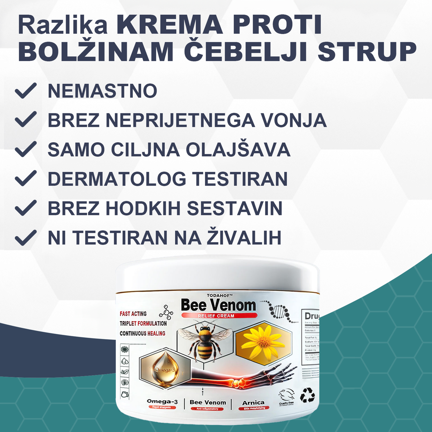 🌈🌈𝐓𝐎𝐃𝐀𝐇𝐎𝐅™ Krema za lajšanje bolečin in celjenje kosti s čebeljim strupom🔥Primerno za vse starosti💎 Časovno omejeno 60 % popusta💎