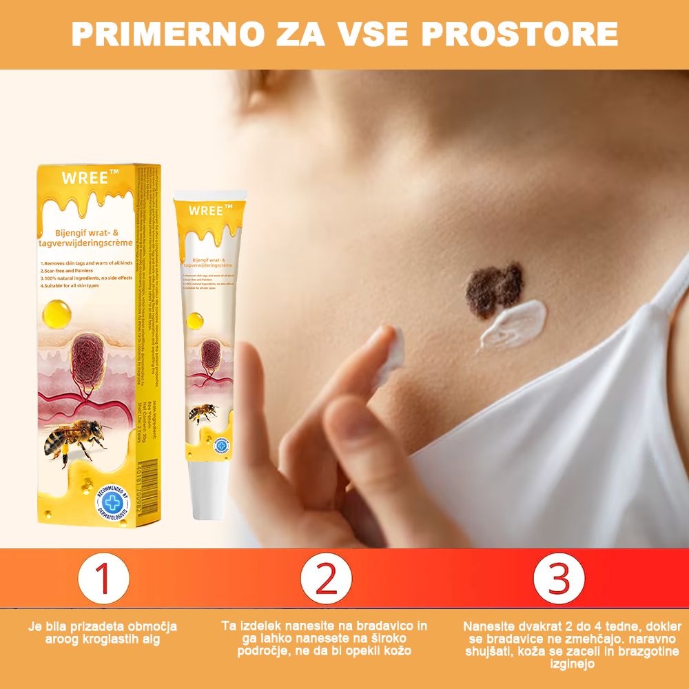 🌺𝙒𝙍𝙀𝙀™ Krema za odstranjevanje bradavic in oznak s čebeljim strupom (👨⚕Primerna za vse tipe kože)🐝(🔥Promocija zadnji dan 70% popust)