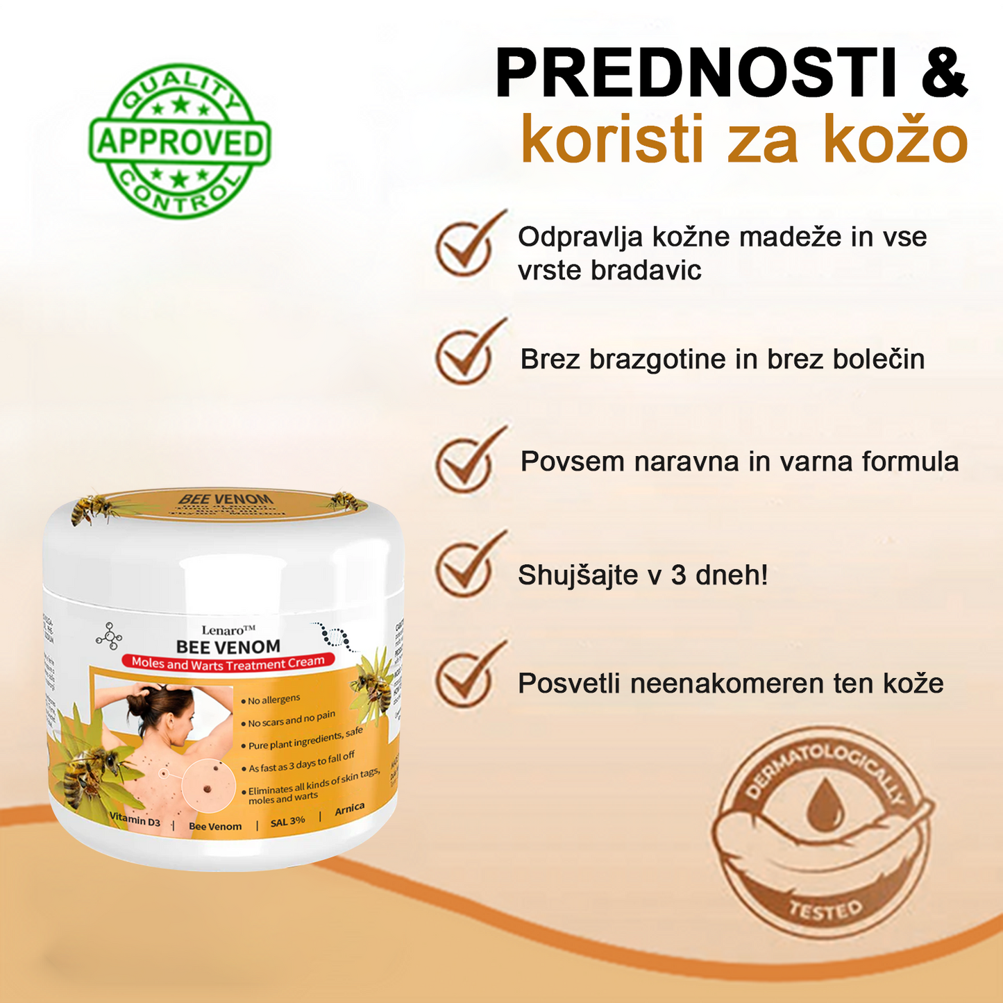 🐝 Krema Lenaro™ za zdravljenje madežev in bradavic 💎💎💎Primerna za vse starostne kategorije🐝