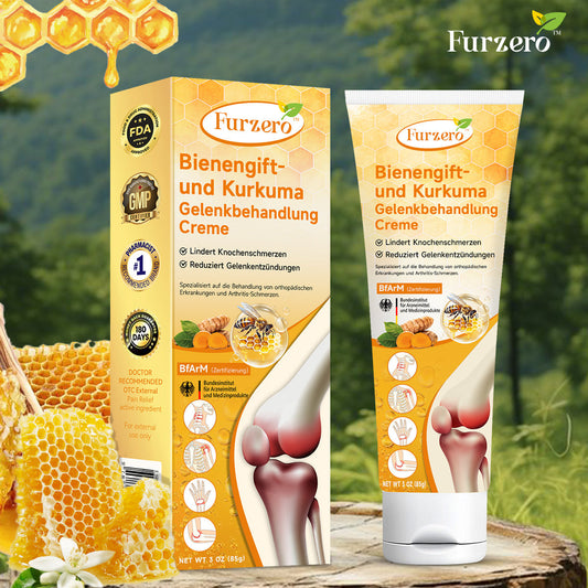 Furzero™ Krema za zdravljenje čebeljega strupa s čebeljim voskom in kurkumo na vodni osnovi (uporablja se posebej za lajšanje ortopedskih težav in bolečin pri artritisu)