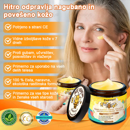 Daasry® Krema z čebeljim strupom vsebuje peptide čebeljega strupa, botulin toksin, hialuronsko kislino in kolagen✨ Za gubice, drobne linije, ohlapno kožo, strije in temne madeže! 💖 Pusti, da tvoja koža postane bolj čvrsta, napeta in sijoča! ✨