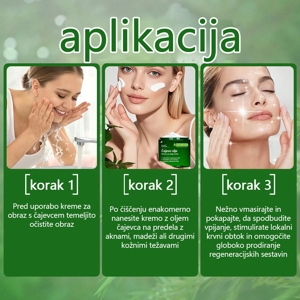 ✅ Certificirano s strani JAZMP 🌿 Zvoevo® Krema z oljem čajevca – Odpravlja nepravilnosti na koži, obnavlja poškodovano kožo, posvetli polt in nudi nego proti staranju 🌳
