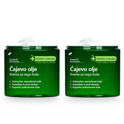 ✅ Certificirano s strani JAZMP 🌿 Zvoevo® Krema z oljem čajevca – Odpravlja nepravilnosti na koži, obnavlja poškodovano kožo, posvetli polt in nudi nego proti staranju 🌳