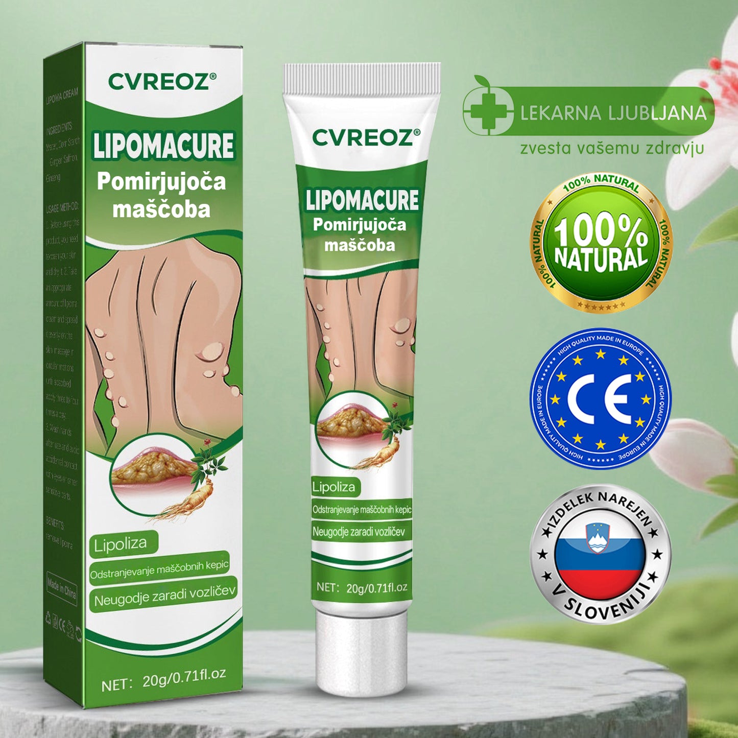 Cvreoz® KnotAway Pomirjevalno Mazilo – Pomirjevalno Mazilo za Naravno Zmanjšanje Lipomov🌿