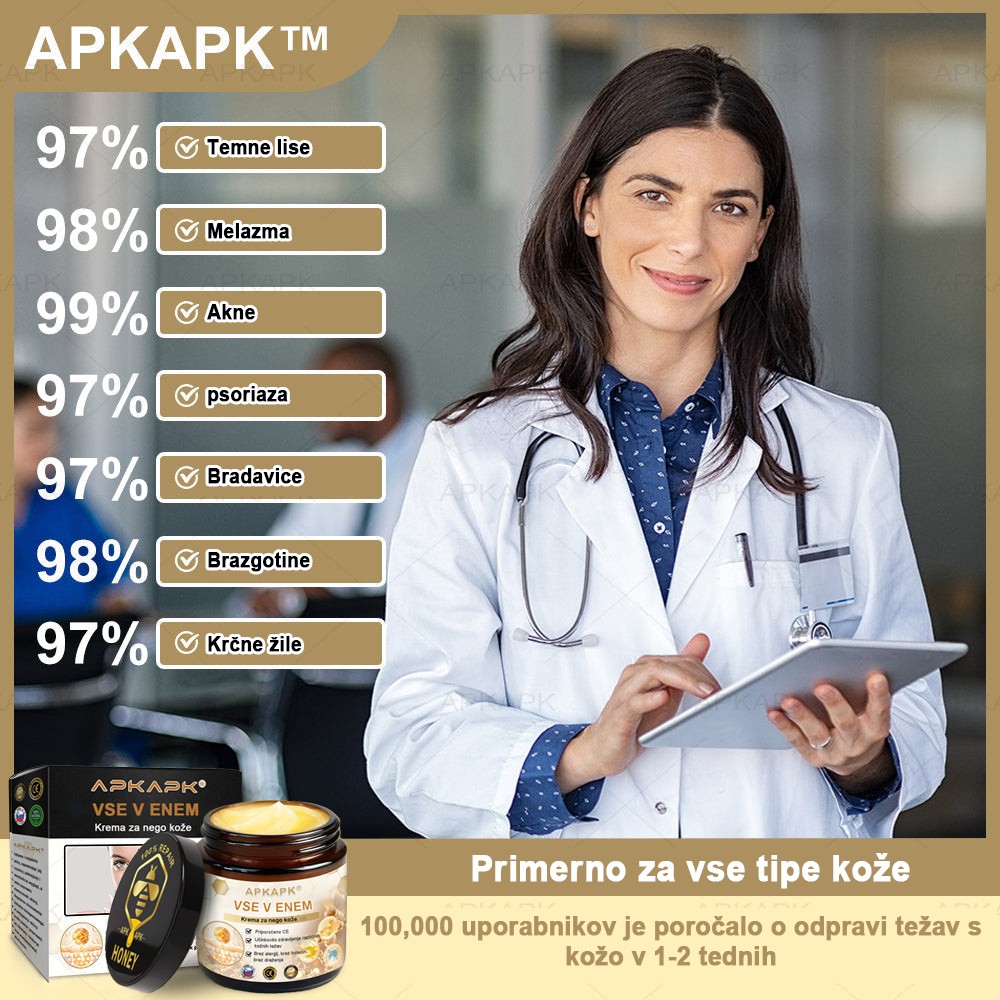 𝐀𝐏𝐊𝐀𝐏𝐊™ Zelo učinkovita večnamenska vlažilna krema za odstranjevanje bradavic