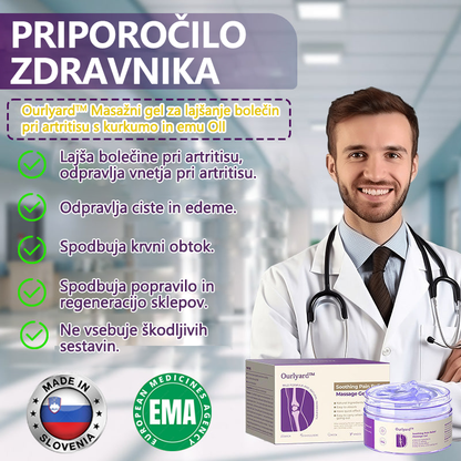 Ourlyard™ Masažni gel za lajšanje bolečin pri artritisu s kurkumo in emujevim oljem 💎 (zmanjšuje otekanje sklepov, bolečino, okorelost, rdečico, toploto, bolečino in utrujenost sklepov) 🦴