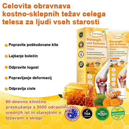 Furzero™ Krema za zdravljenje čebeljega strupa s čebeljim voskom in kurkumo na vodni osnovi (uporablja se posebej za lajšanje ortopedskih težav in bolečin pri artritisu)