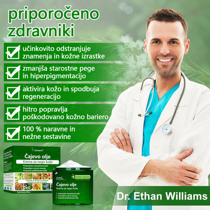 ✅ Certificirano s strani JAZMP 🌿 Zvoevo® Krema z oljem čajevca – Odpravlja nepravilnosti na koži, obnavlja poškodovano kožo, posvetli polt in nudi nego proti staranju 🌳