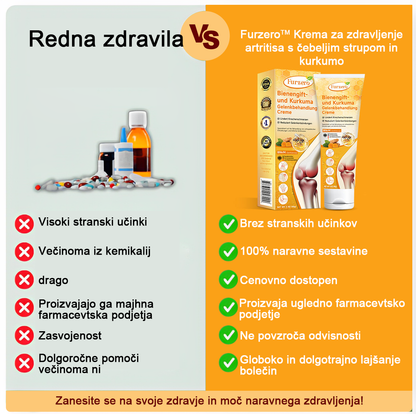 Furzero™ Krema za zdravljenje čebeljega strupa s čebeljim voskom in kurkumo na vodni osnovi (uporablja se posebej za lajšanje ortopedskih težav in bolečin pri artritisu)